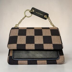 Black and Tan Check Shoulder Bag